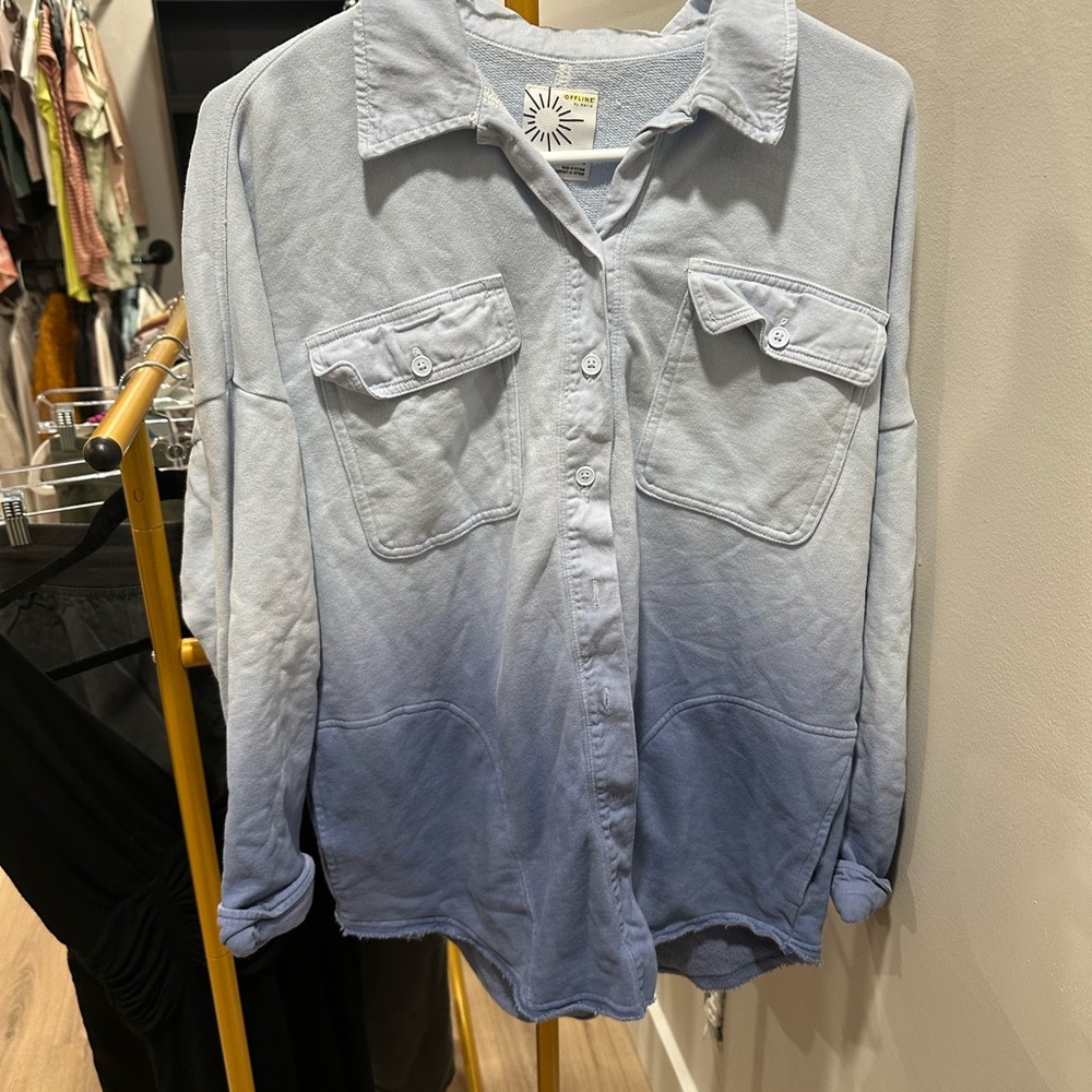 Aerie Offline Blue Ombre Button-Up Shirt